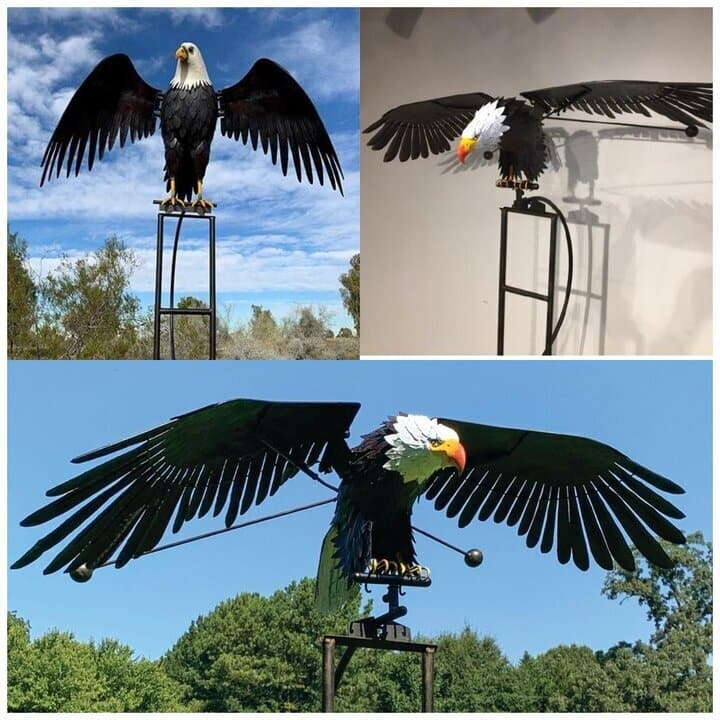 Moulin à vent de jardin en métal décoratif oiseau ou aigle sur pied pour terrasse ou pelouse – Décoration de jardin avec ailes mobiles | Sulvida