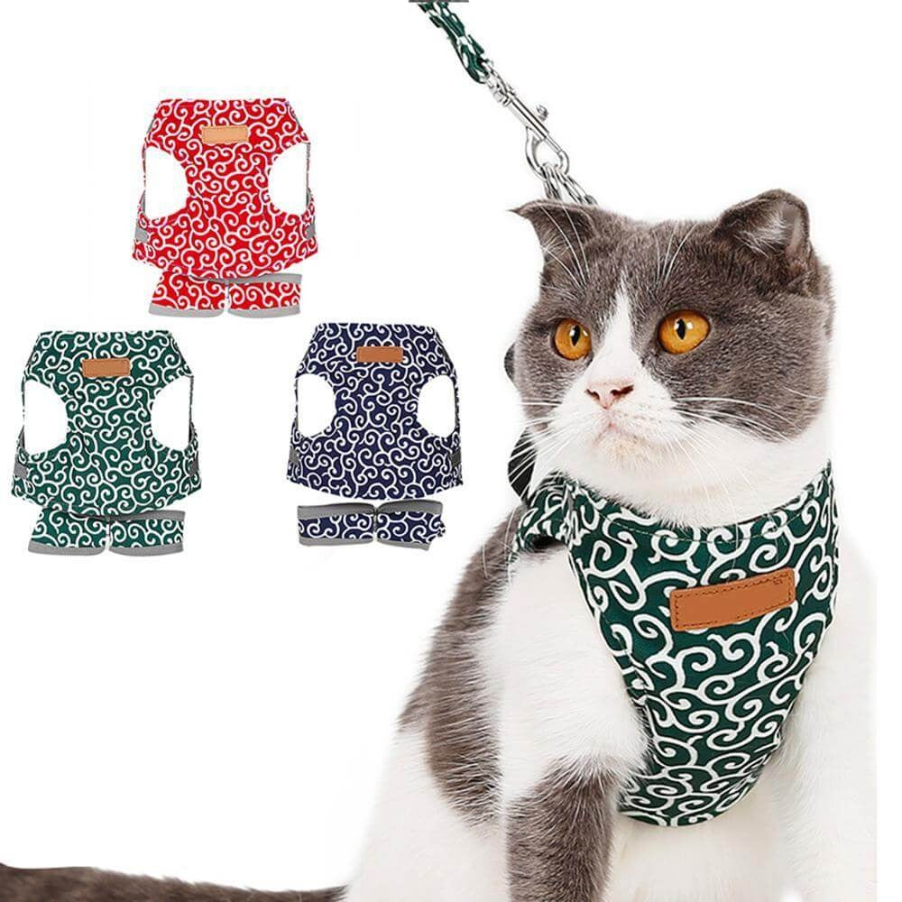 Kattenharnas met Lijn – Comfortabel Veiligheidsvest voor Katten voor Buiten – Ademend Mesh Tuigje voor Wandelen – Verstelbaar met Snelsluiting | Sulvida