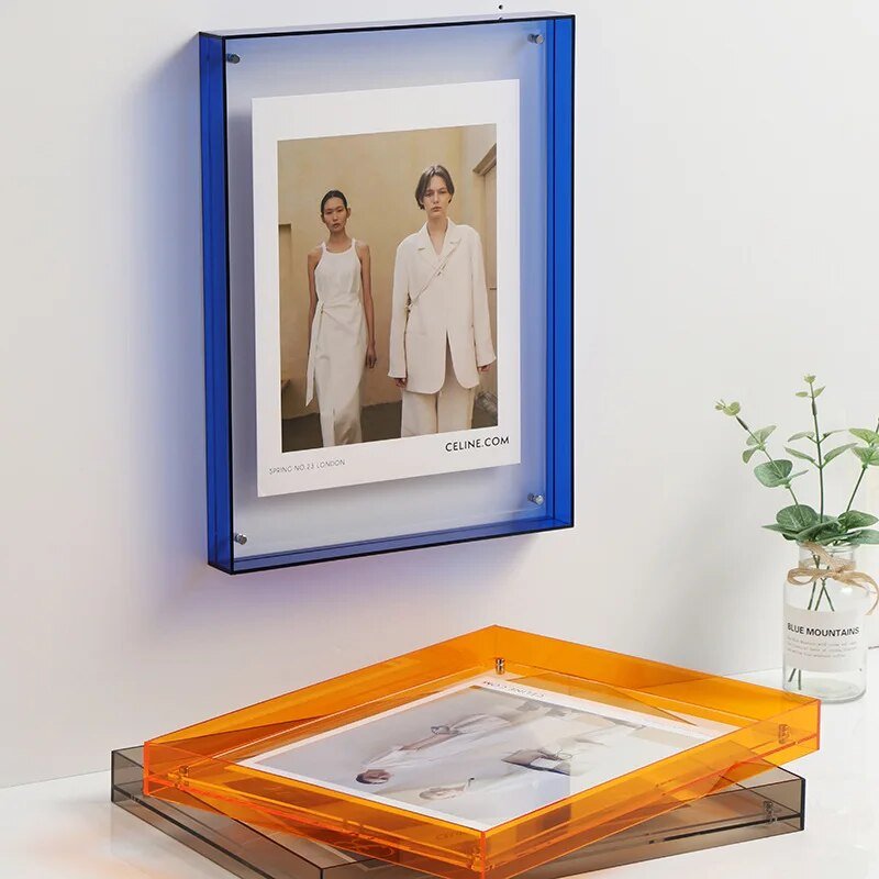 Cadre photo coloré en acrylique de 11-26 cm – Cadre transparent aux couleurs vives, à poser ou à suspendre | Sulvida