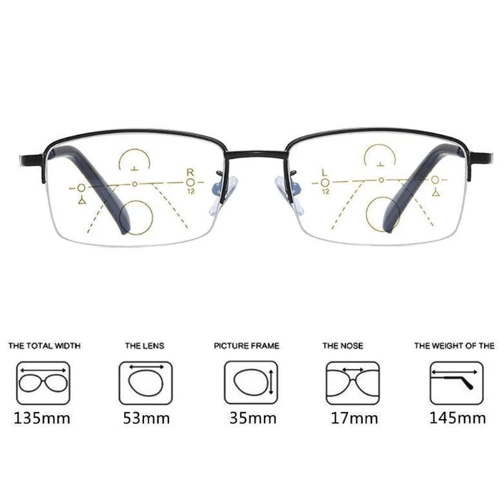 Lunettes de lecture progressives à monture multifocale en titane pour voir de loin et de près, avec verres en polycarbonate, unisexes | Sulvida