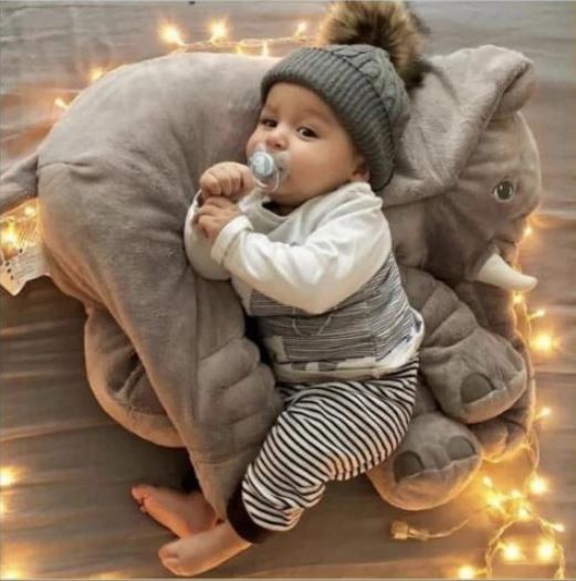Coussin peluche éléphant pour bébé – Coussin doux en peluche pour repos et confort | Sulvida