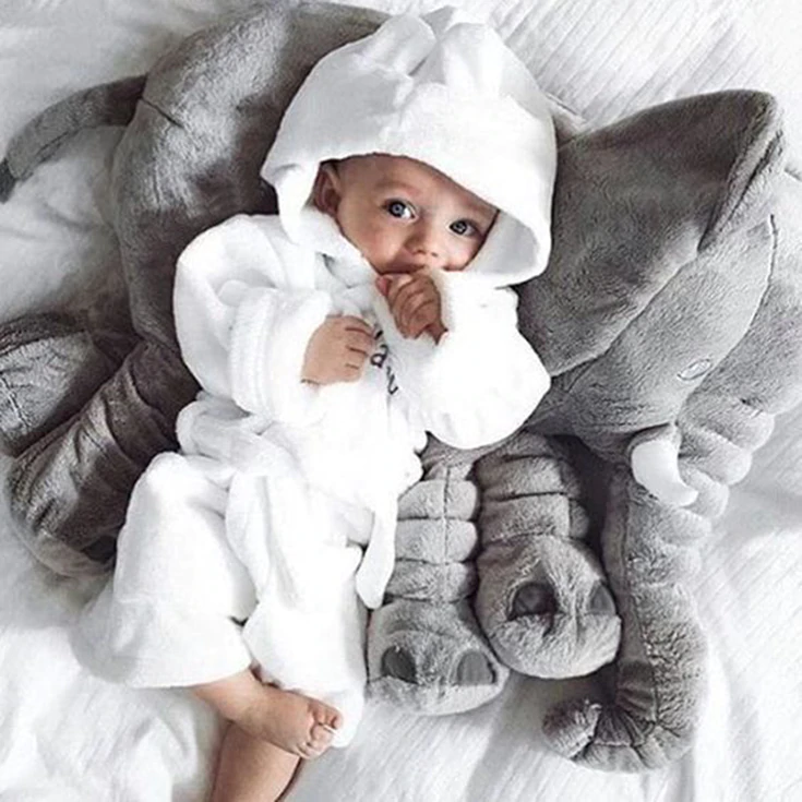 Coussin peluche éléphant pour bébé – Coussin doux en peluche pour repos et confort | Sulvida