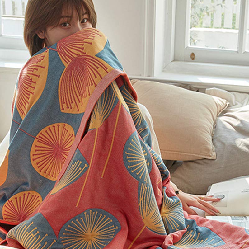 Omkeerbare Quilt met Paardenbloemenprint – 100% Biologisch Geweven Katoen – Zachte Katoenen Sprei voor Kingsize Bed – Veelzijdig Bedtextiel voor Alle Seizoenen | Sulvida