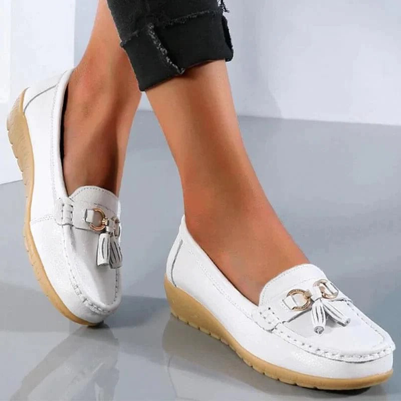 Mocassins orthopédiques pour femmes, confortables et ergonomiques, en cuir, avec semelles de soutien, chaussures élégantes et intemporelles pour le bureau, les loisirs et le quotidien | Sulvida