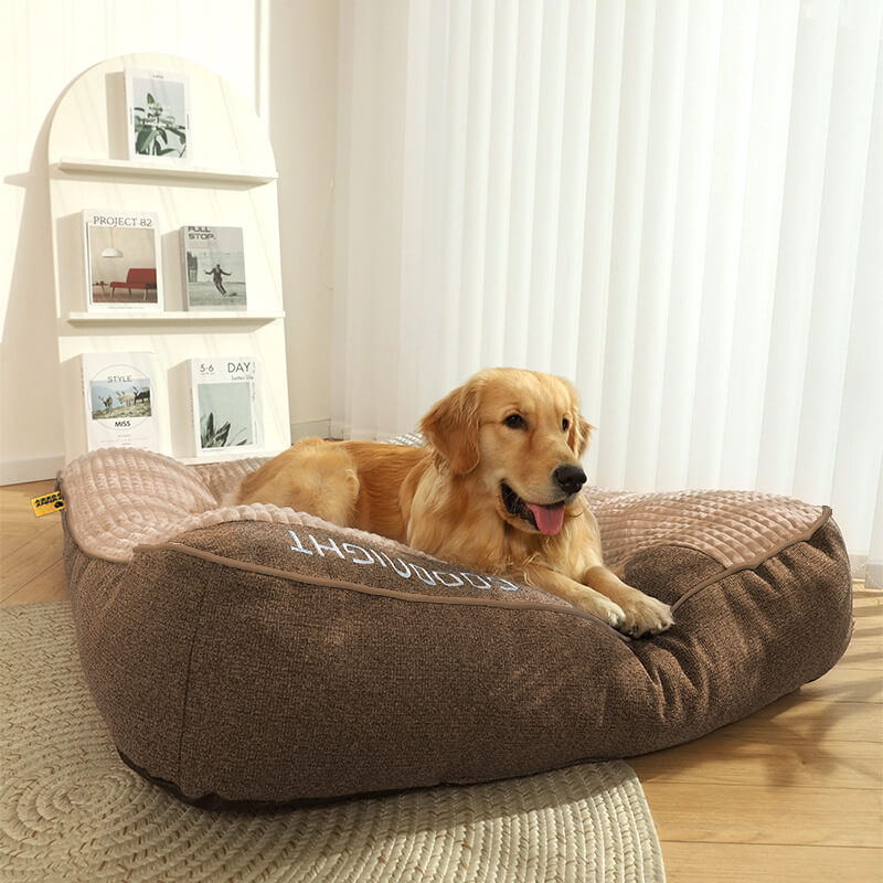 Panier orthopédique pour chien avec coussin de tête surélevé – coussin de luxe avec soutien du cou et housse en velours amovible pour petits et grands chiens | Sulvida
