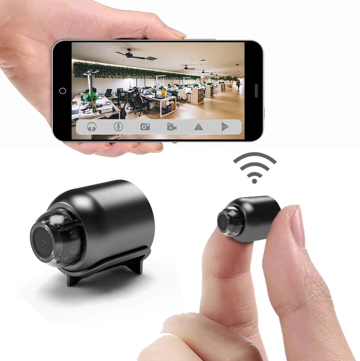 Caméra de sécurité sans fil avec vision nocturne – caméra Wi-Fi HD compacte pour la maison, avec détection de mouvement et commande via application | Sulvida
