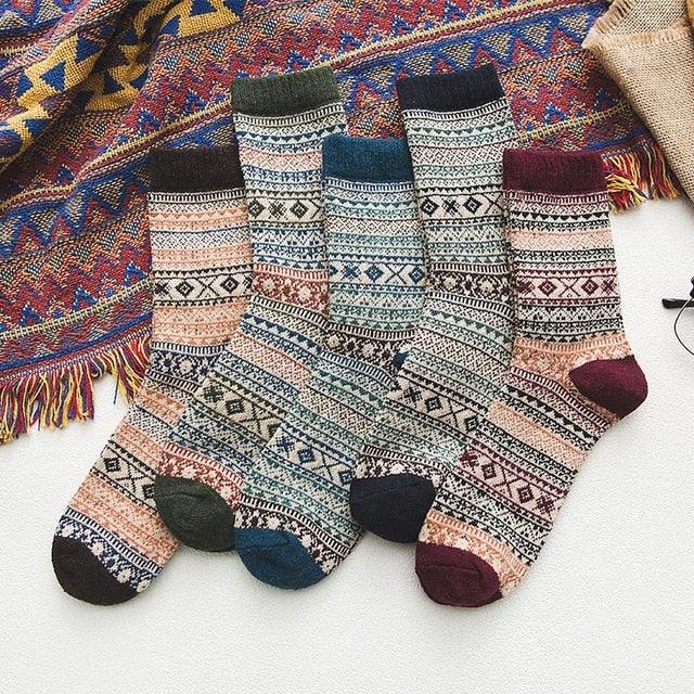 Scandinavische Winterwollen Sokken - Warme Gebreide Sokken met Tijdloos Patroon voor Heren en Dames - Hoge Kwaliteit Wol-Katoenmix - Set van 5 Paar | Sulvida
