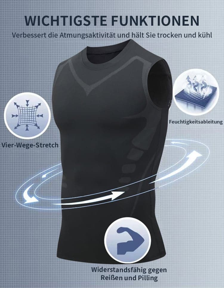 Gilet de Compression Sans Manches – Maillot Ionique Sculptant pour Hommes | Sulvida