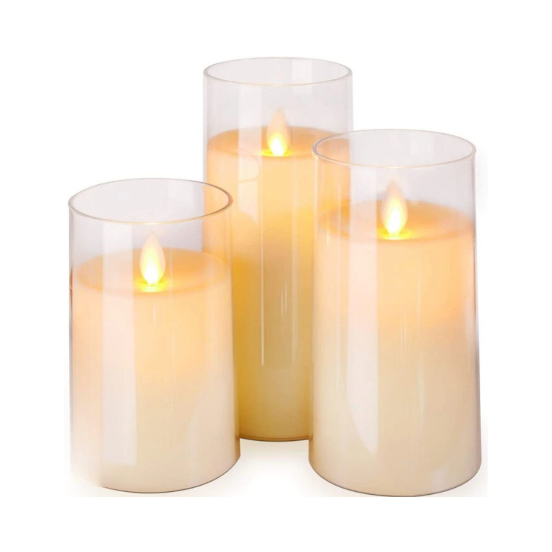 Bougies LED avec télécommande – Lot de 3 bougies à lumière blanc chaud et éclairage d’ambiance – Bougies sans flamme pour décoration intérieure et festive | Sulvida
