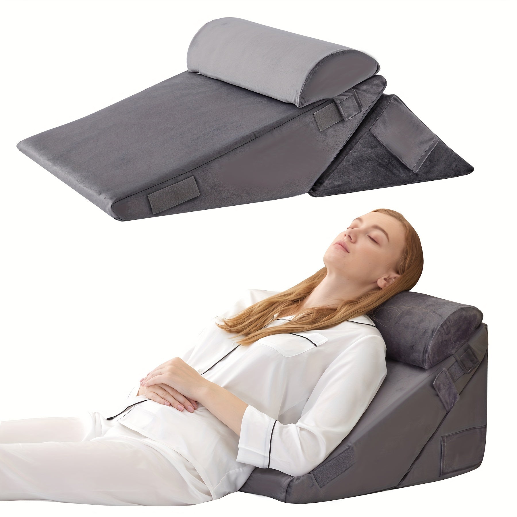 Coussin de lit réglable pour soutenir le dos et les jambes – Coussin triangulaire confortable en mousse à mémoire de forme pour la récupération et la détente | Sulvida