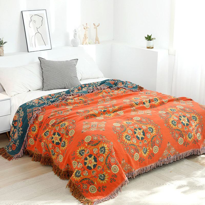 Quilt réversible à motif floral, couette légère et respirante, double face et multifonction, de 150x200 à 230x250 cm, pour toutes les saisons | Sulvida
