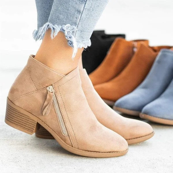 Chaussures orthopédiques femme en cuir avec fermeture éclair latérale – Confortables et soutenantes | Sulvida
