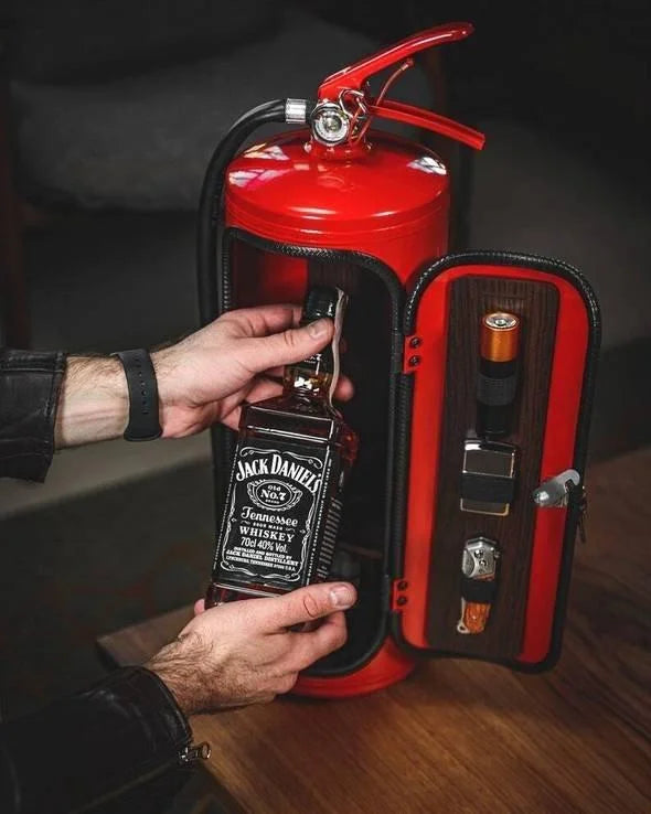 Bar secrète style extincteur - Distributeur de boissons caché avec espace accessoires - Accessoire de bar unique pour la maison - Version métallique | Sulvida