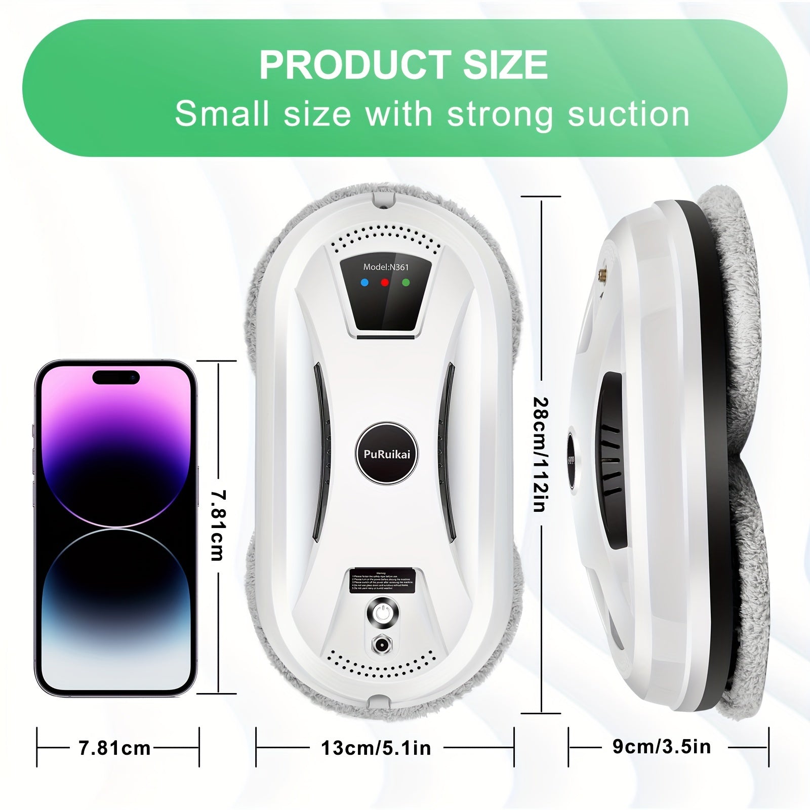 Nettoyeur de vitres automatique – Robot intelligent avec chiffons en microfibre et moteur d’aspiration pour fenêtres, miroirs et portes vitrées | Sulvida