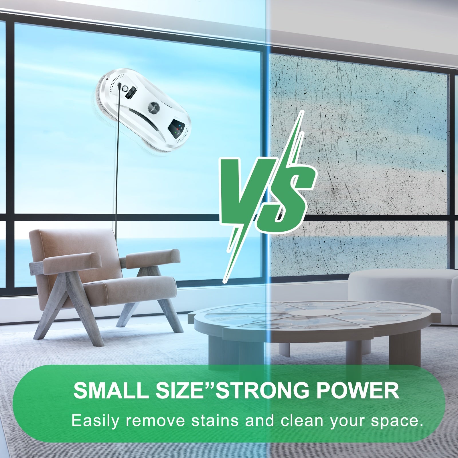 Nettoyeur de vitres automatique – Robot intelligent avec chiffons en microfibre et moteur d’aspiration pour fenêtres, miroirs et portes vitrées | Sulvida