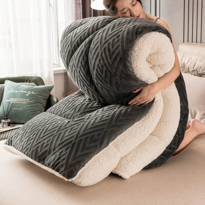 Couverture d’hiver Sherpa avec garnissage – plaid épais en polaire, extra-chaud et doux – pour lit deux personnes et salon – couvre-lit douillet | Sulvida