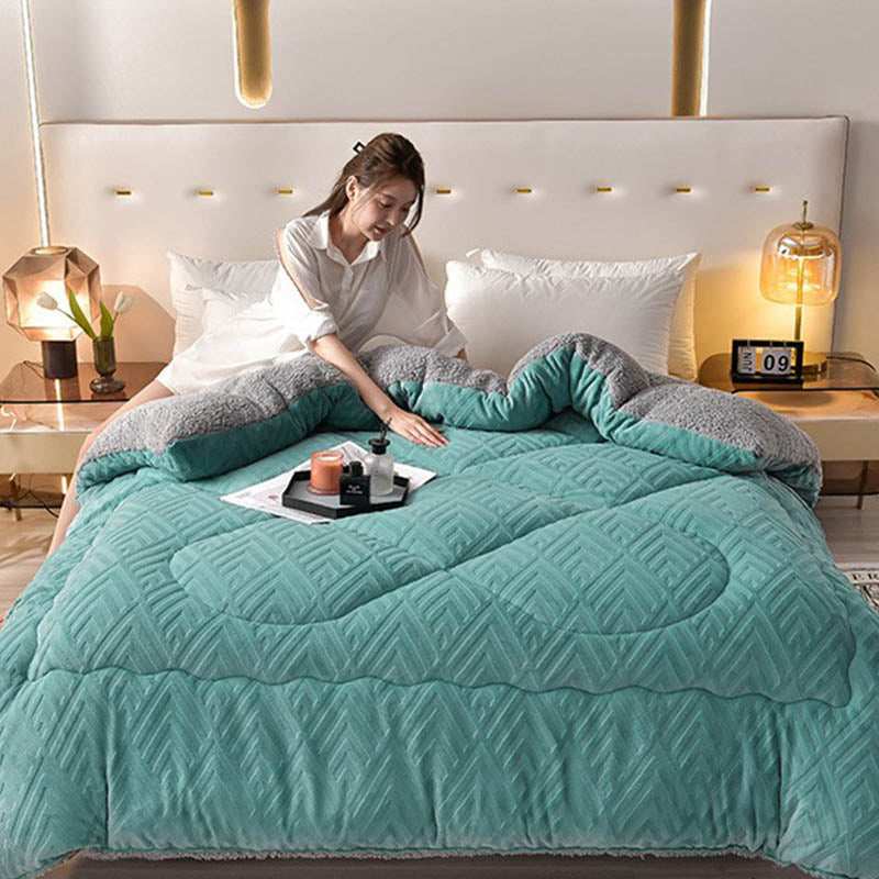 Couverture d’hiver Sherpa avec garnissage – plaid épais en polaire, extra-chaud et doux – pour lit deux personnes et salon – couvre-lit douillet | Sulvida