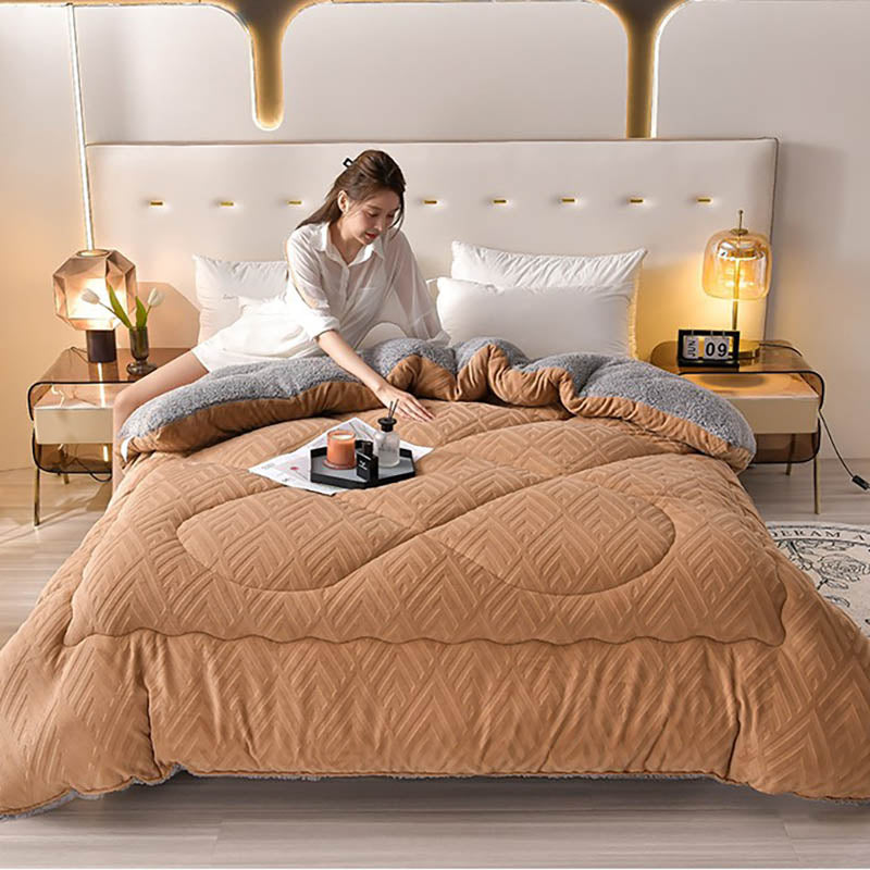 Couverture d’hiver Sherpa avec garnissage – plaid épais en polaire, extra-chaud et doux – pour lit deux personnes et salon – couvre-lit douillet | Sulvida