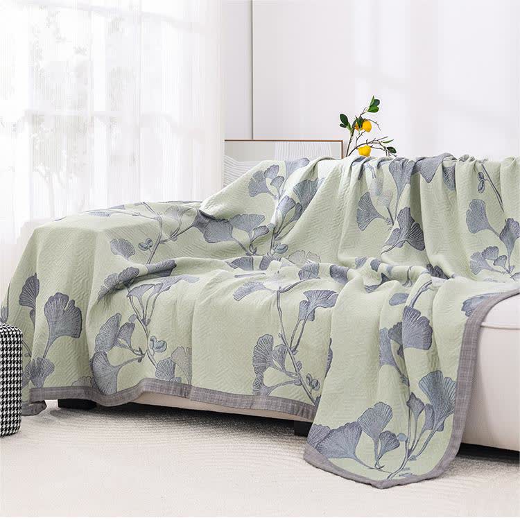 Omkeerbaar Dekbed met Ginkgo Bladmotief – Zomerdeken Katoen Gaas voor Tweepersoonsbed Queen King Bed Airconditioning Deken | Sulvida