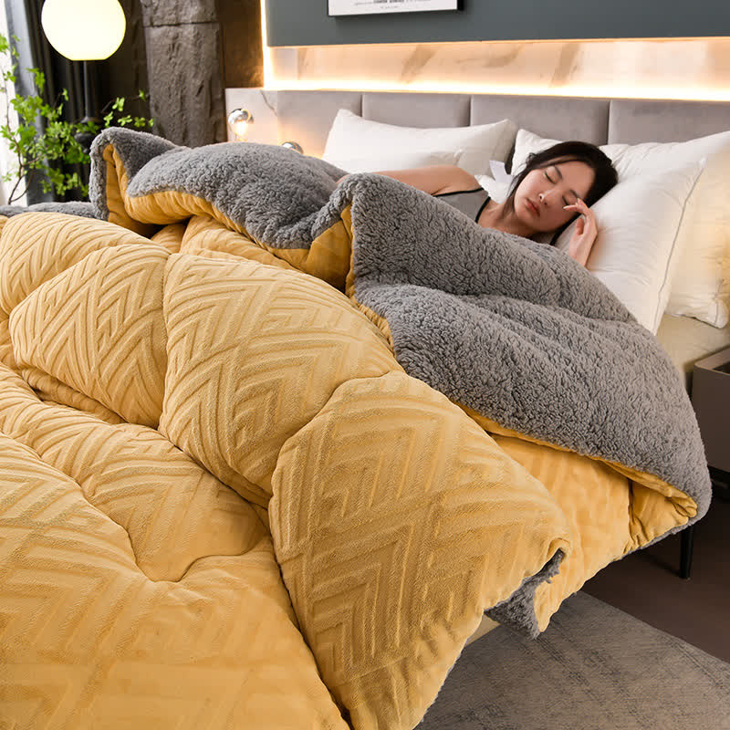 Couverture d’hiver Sherpa avec garnissage – plaid épais en polaire, extra-chaud et doux – pour lit deux personnes et salon – couvre-lit douillet | Sulvida
