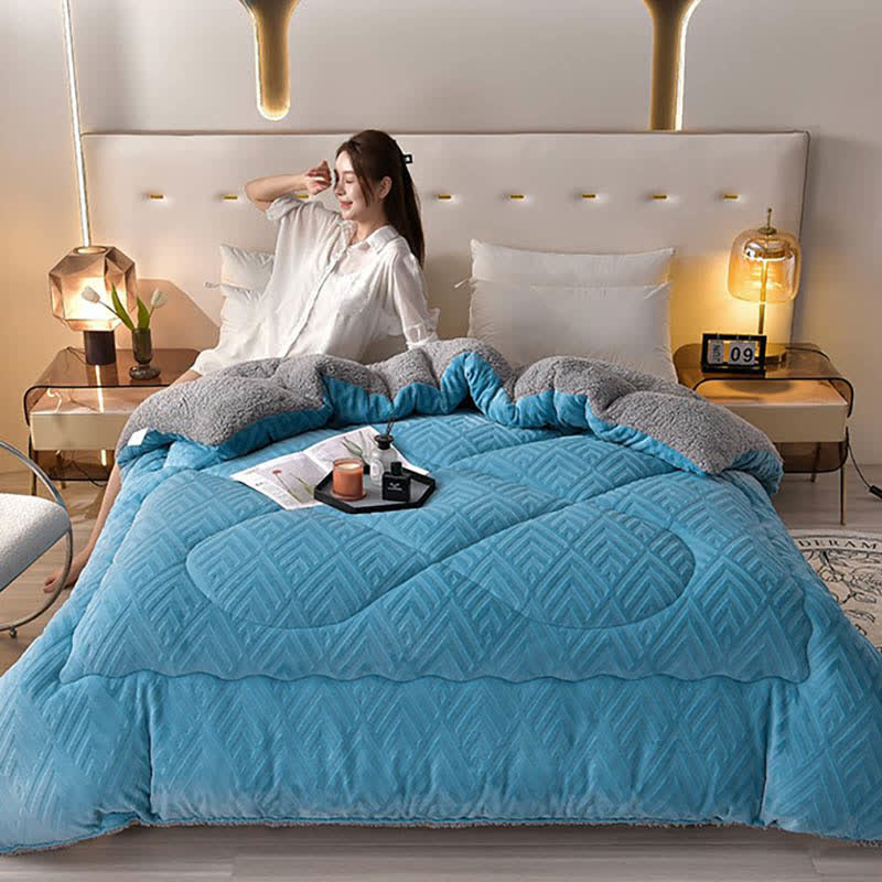 Couverture d’hiver Sherpa avec garnissage – plaid épais en polaire, extra-chaud et doux – pour lit deux personnes et salon – couvre-lit douillet | Sulvida