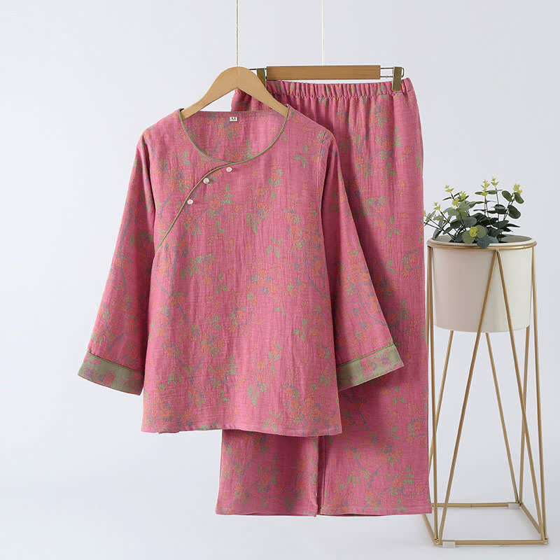 Ensemble de vêtements d’intérieur luxueux en coton jacquard de style vintage – Tenue d’intérieur ultra-douce pour se détendre, dormir et se relaxer à la maison | Sulvida