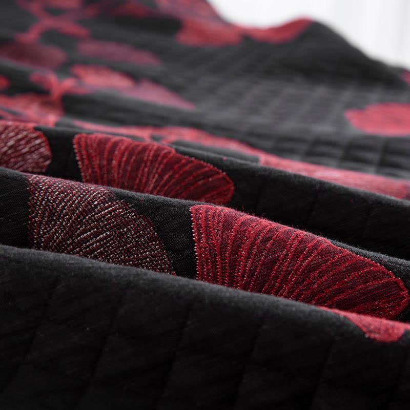 Omkeerbaar Quilt Dekbed met Ginkgo Blad Patroon 100% Katoen Zacht Ademend Tweezijdig Beddengoed voor Alle Seizoenen Slaapkamer | Sulvida