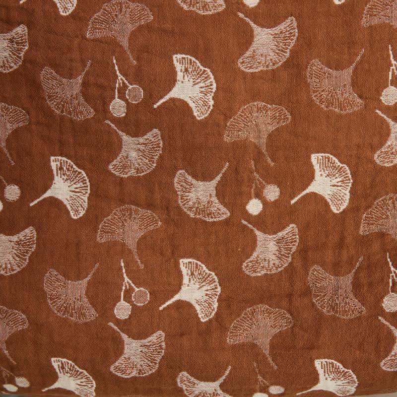 Peignoir kimono en coton avec motif de ginkgo – Robe de chambre bicolore en gaze de coton respirante – Vêtement de nuit unisexe avec taille réglable pour femmes et hommes | Sulvida