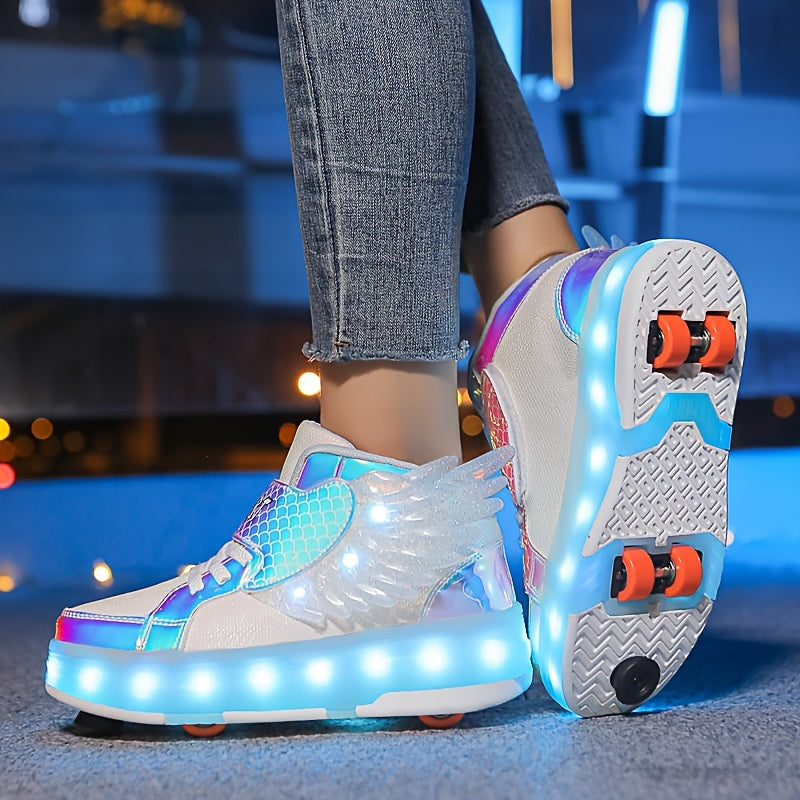 Baskets lumineuses à roulettes et ailes – Rechargeables par USB, pour filles et adolescentes | Sulvida