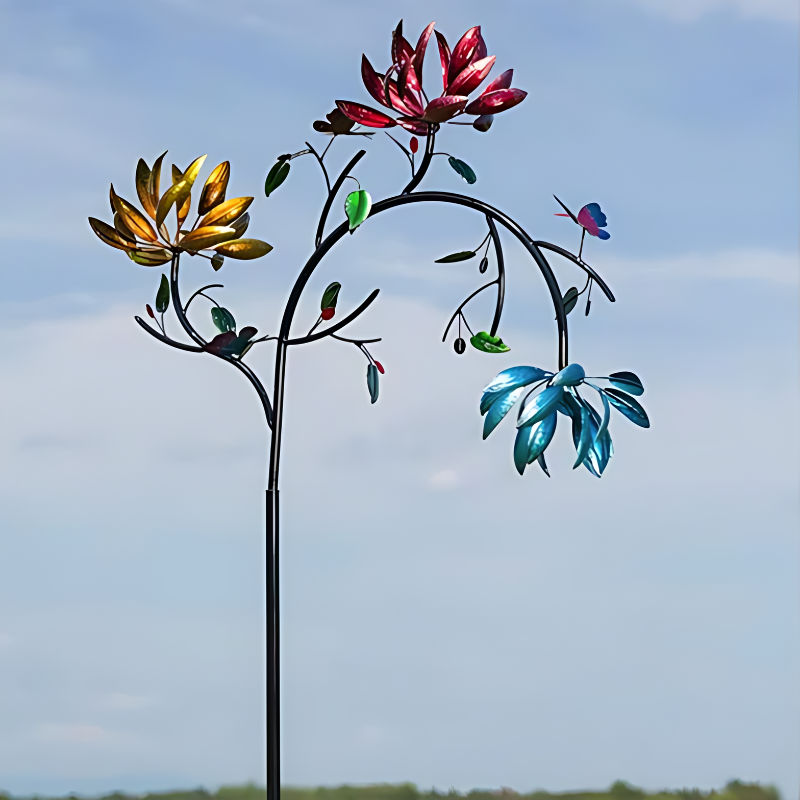 Carillon éolien décoratif pour jardin avec fleurs et papillons – Apporte couleur et mouvement à votre espace extérieur – Résistant aux intempéries et chaleureux pour jardin, terrasse, balcon ou allée | Sulvida