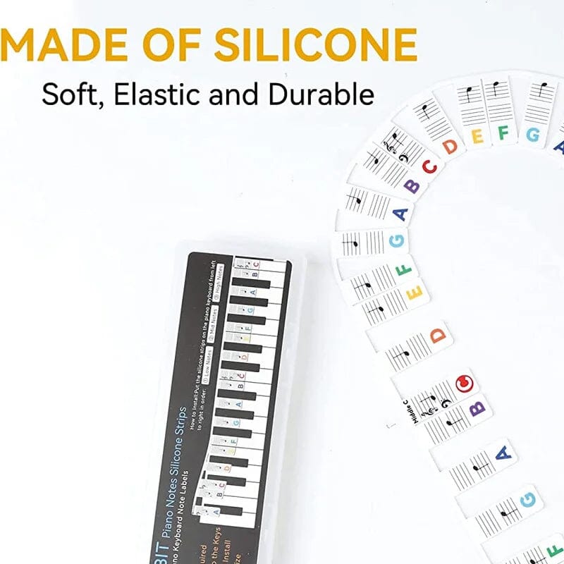 Afneembare Piano Toetslabels voor 88 Toetsen — Siliconen met Notenschrift | Sulvida