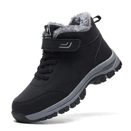 Bottes d’hiver ergonomiques unisexes noires, rouges et grises – déperlantes, soulageant la douleur et chauffantes jusqu’à -25°C – chaussures de marche confortables pour femmes et hommes | Sulvida