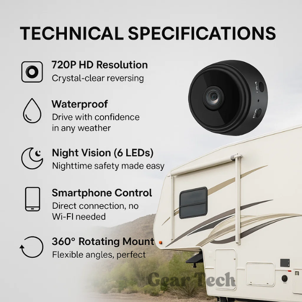 Caméra de recul HD sans fil pour camping-cars, camions et remorques avec vision nocturne | Sulvida