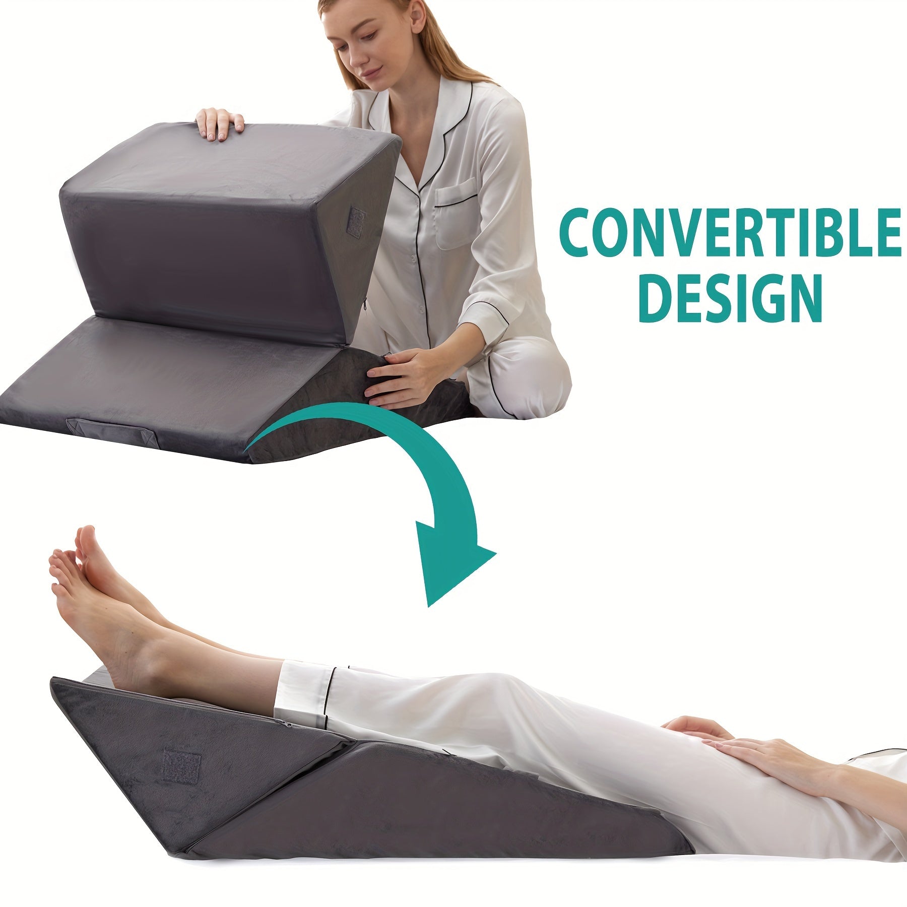 Coussin de lit réglable pour soutenir le dos et les jambes – Coussin triangulaire confortable en mousse à mémoire de forme pour la récupération et la détente | Sulvida