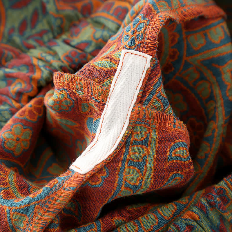 Ensemble de vêtements d’intérieur vintage en jacquard avec col rond et boutons – Vêtements d’intérieur doux en coton pour femmes et hommes, pyjama confortable pour la maison | Sulvida