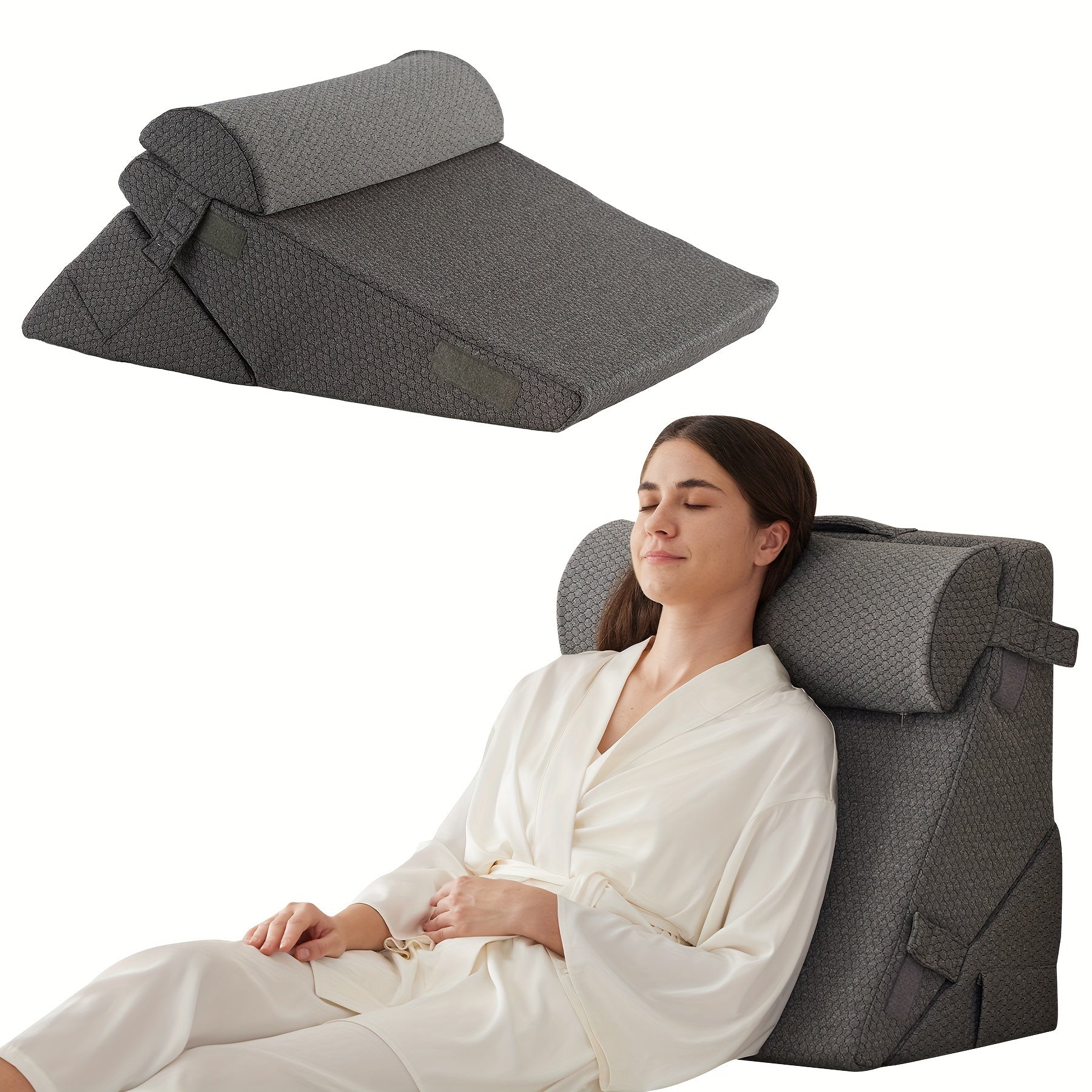 Coussin de lit réglable pour soutenir le dos et les jambes – Coussin triangulaire confortable en mousse à mémoire de forme pour la récupération et la détente | Sulvida
