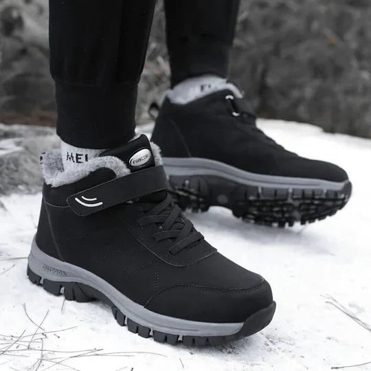 Bottes d’hiver ergonomiques unisexes noires, rouges et grises – déperlantes, soulageant la douleur et chauffantes jusqu’à -25°C – chaussures de marche confortables pour femmes et hommes | Sulvida