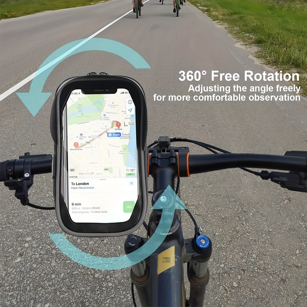 Support de téléphone étanche pour vélo et moto, avec fixation rotative à 360° et housse de protection transparente pour smartphones | Sulvida