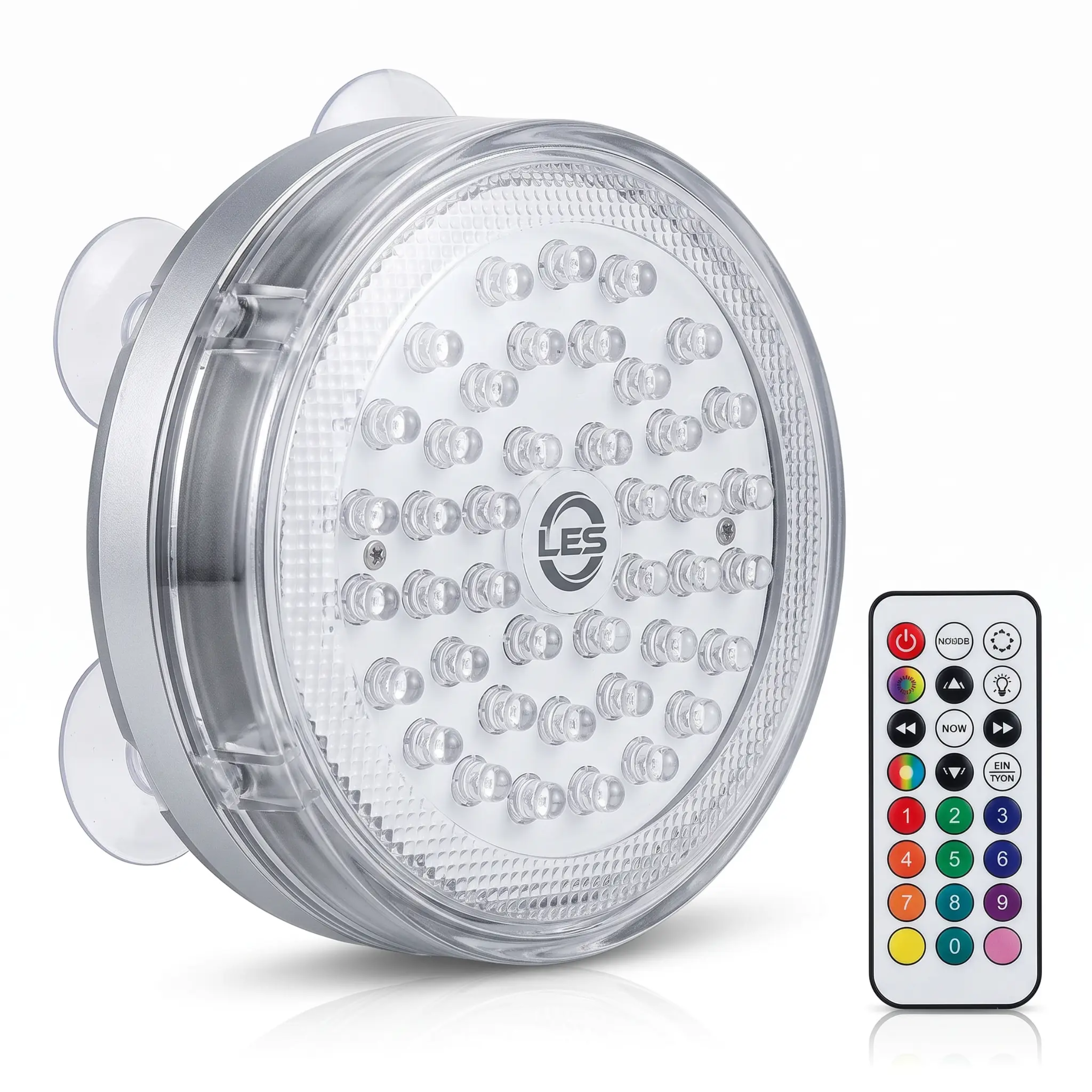 Lampe LED rechargeable et étanche avec télécommande et fixation magnétique pour piscine, aquarium, bassin et fontaine | Sulvida