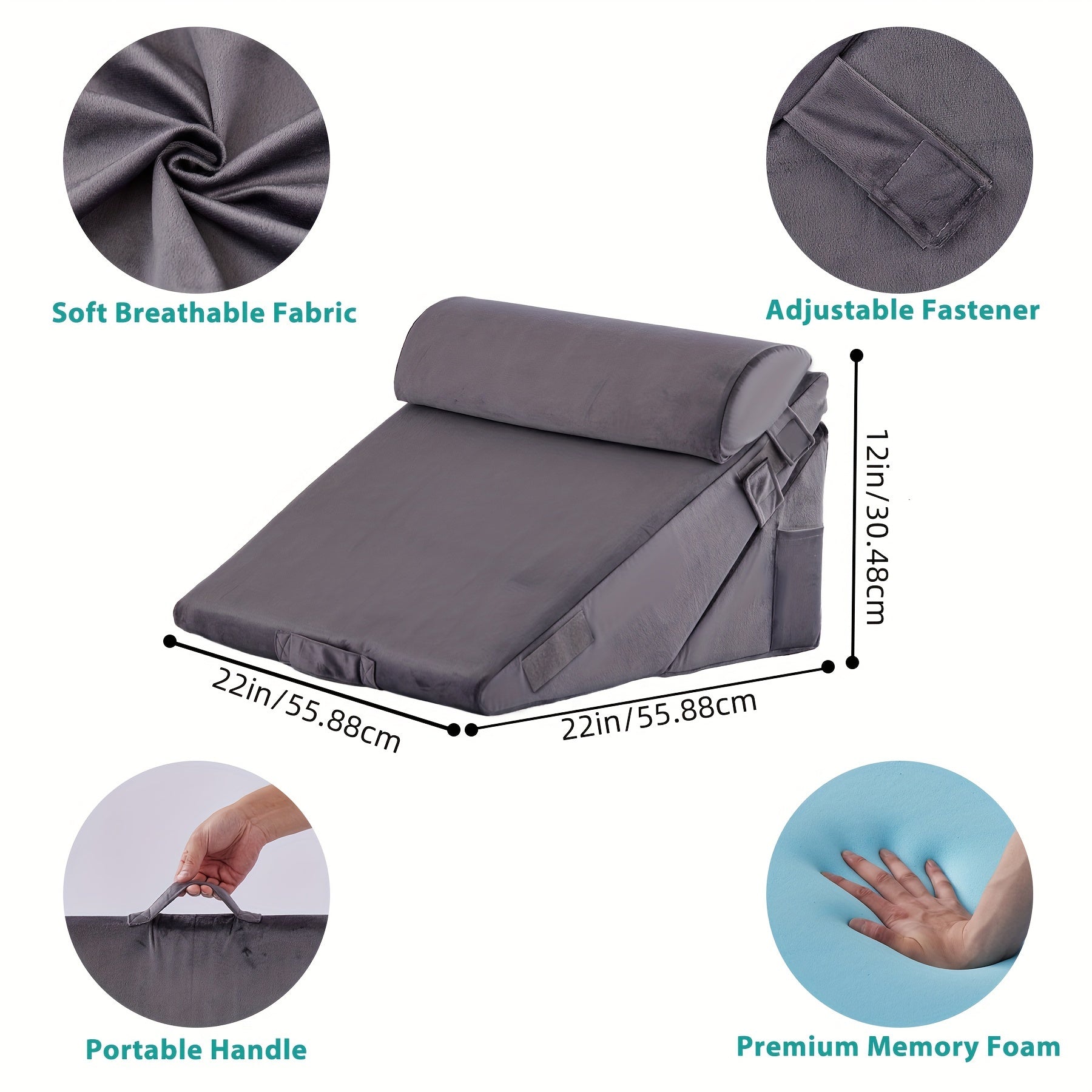 Coussin de lit réglable pour soutenir le dos et les jambes – Coussin triangulaire confortable en mousse à mémoire de forme pour la récupération et la détente | Sulvida