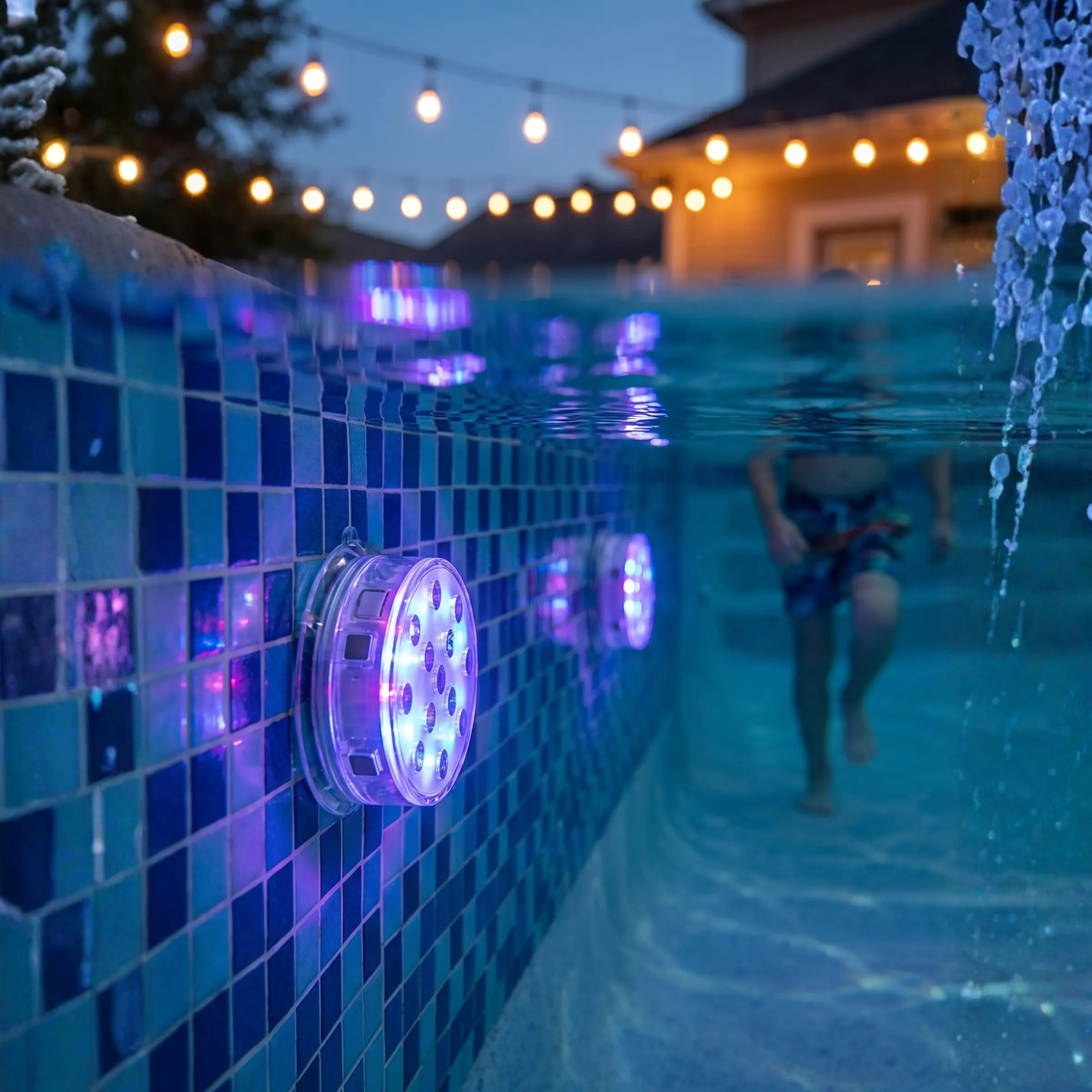 Lampe LED rechargeable et étanche avec télécommande et fixation magnétique pour piscine, aquarium, bassin et fontaine | Sulvida