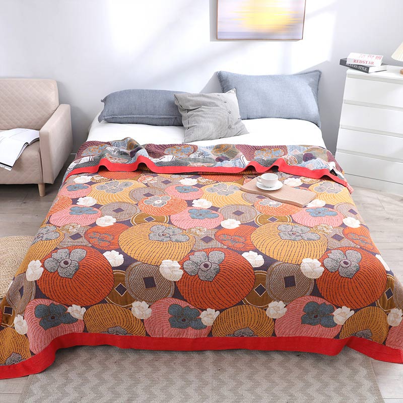 Couette matelassée en gaze de coton rayée, double face et réversible, couverture ou drap d’été respirant et léger pour lit double ou king size | Sulvida