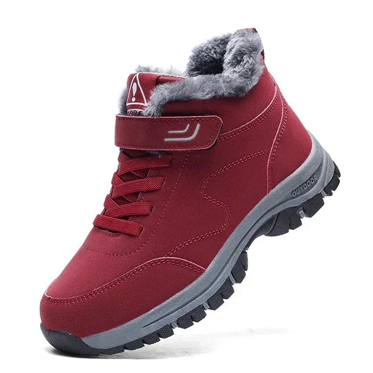 Bottes d’hiver ergonomiques unisexes noires, rouges et grises – déperlantes, soulageant la douleur et chauffantes jusqu’à -25°C – chaussures de marche confortables pour femmes et hommes | Sulvida