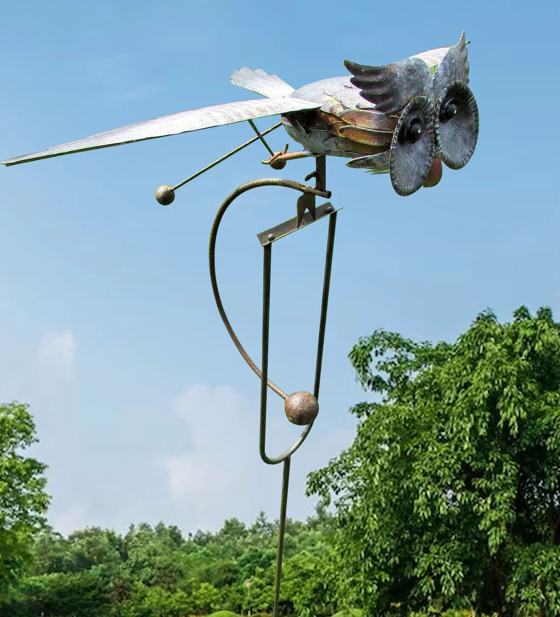 Moulin à vent de jardin en métal décoratif oiseau ou aigle sur pied pour terrasse ou pelouse – Décoration de jardin avec ailes mobiles | Sulvida