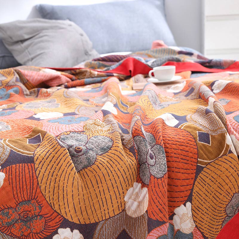 Couette matelassée en gaze de coton rayée, double face et réversible, couverture ou drap d’été respirant et léger pour lit double ou king size | Sulvida