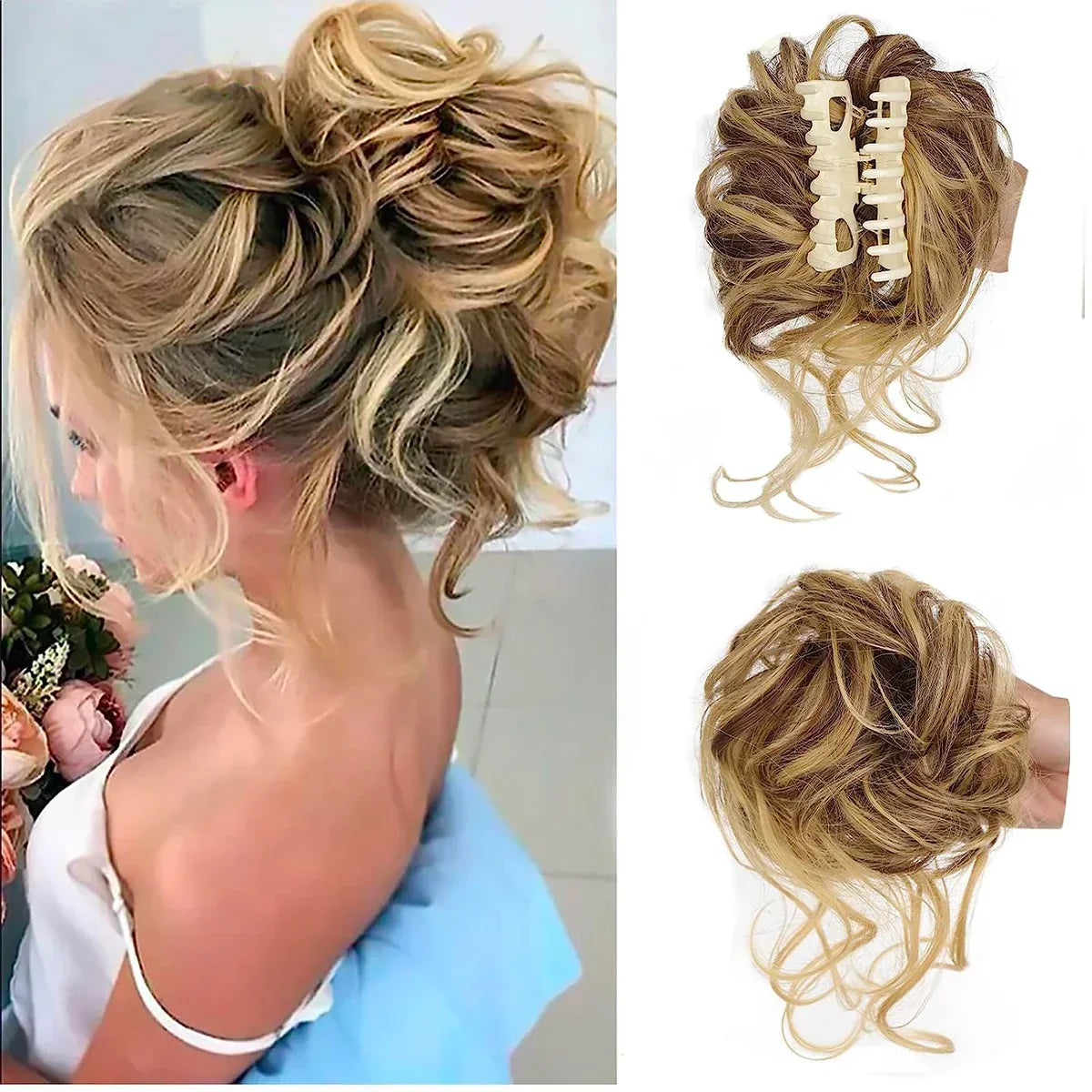 Chignon Clip-in avec Volume et Boucles pour Effet Plein – Postiche Instantané 18 Couleurs | Sulvida