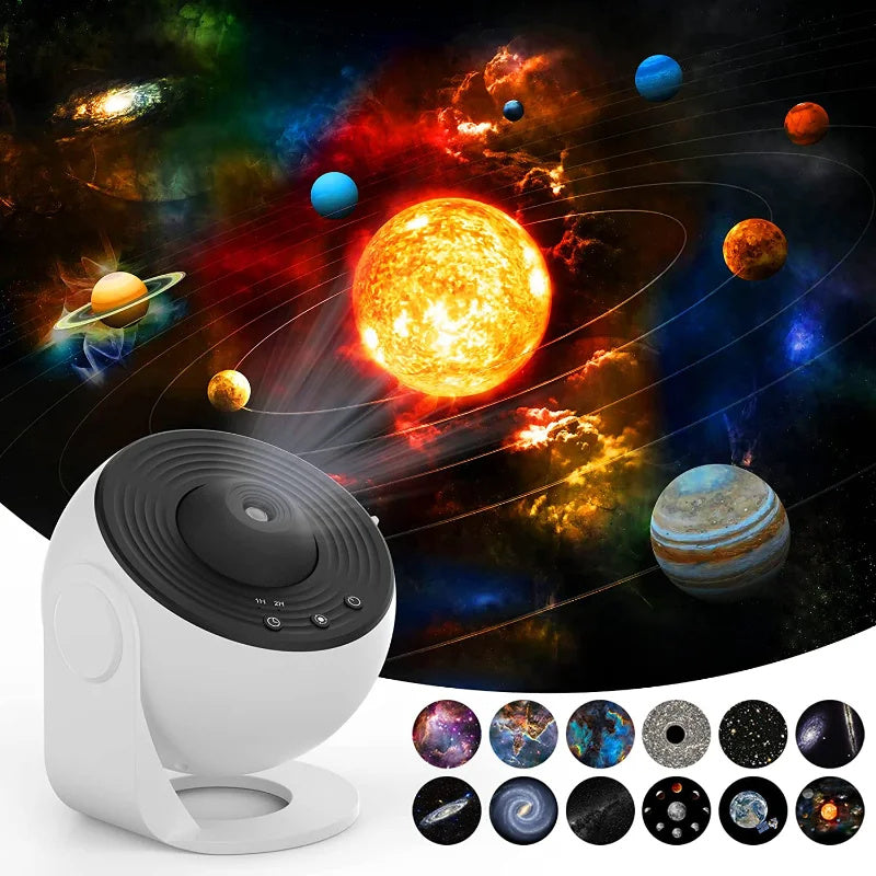 Projecteur d’étoiles Galaxy avec 13 disques interchangeables – boule de projection interchangeable pour créer une ambiance lumineuse dans la chambre, univers, planétarium et ciel étoilé | Sulvida
