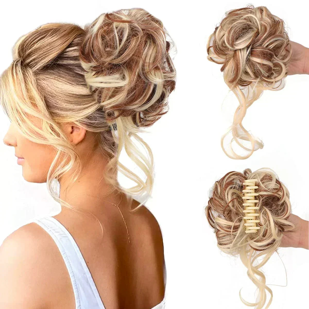 Chignon Clip-in avec Volume et Boucles pour Effet Plein – Postiche Instantané 18 Couleurs | Sulvida