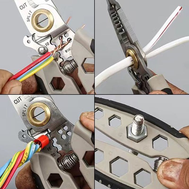 Pince à dénuder et coupe-fils multifonction — Pince professionnelle à dénuder avec coupe-fil et sertissage pour projets électriques, câblage DIY et réparations domestiques | Sulvida