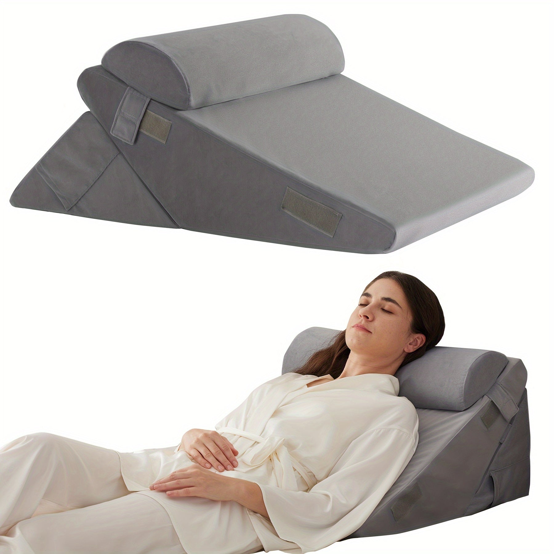 Coussin de lit réglable pour soutenir le dos et les jambes – Coussin triangulaire confortable en mousse à mémoire de forme pour la récupération et la détente | Sulvida